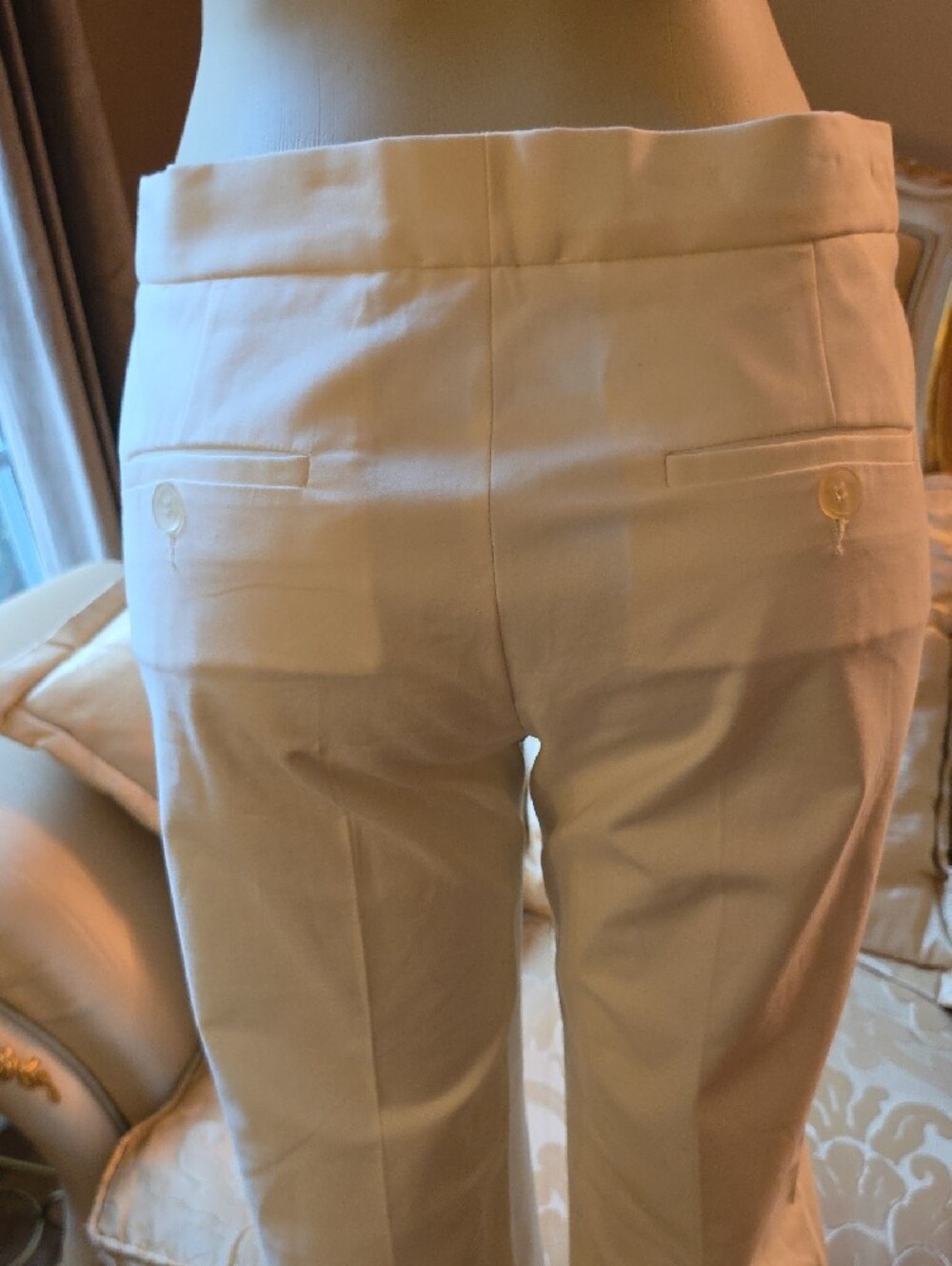 Women's Cream Straight-Leg Dress Pants - Picture 6 of 8